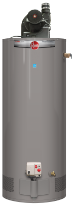 Water heating tank with a Rheem logo